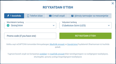 Hisobni ro'yxatdan o'tkazish
